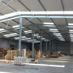 foto hall 1.300m2 steel construction 31x42x6m (with loading and montage)
